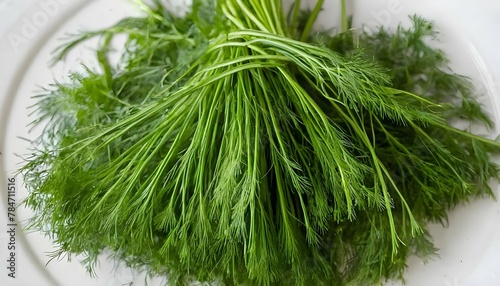 A Cluster Of Bright Green Fennel Fronds Chopped F