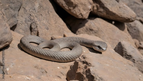 A Cobra Camouflaged Against A Rocky Backdrop