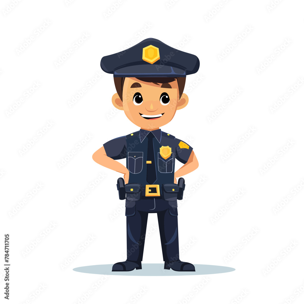 Cartoon policeman isolated on white background. Vector illustration for your design