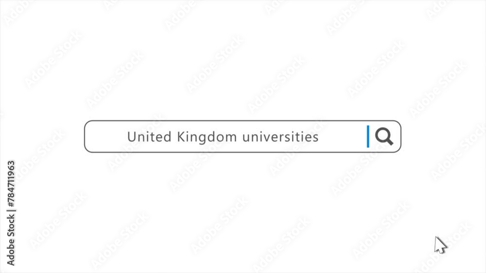 United Kingdom UK Universities in Search Animation. Internet Browser Searching