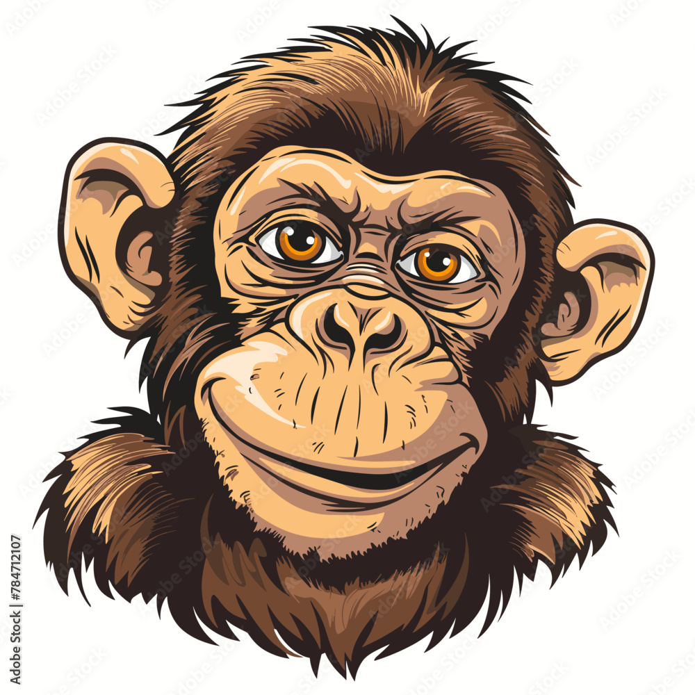 Obraz premium Chimpanzee monkey. Vector illustration of a chimpanzee monkey.
