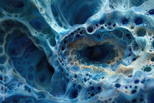 An intricate macro image revealing a mesmerizing matrix of abstract patterns and structures