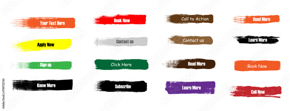 Brush strokes call to action frame. Call to action button.