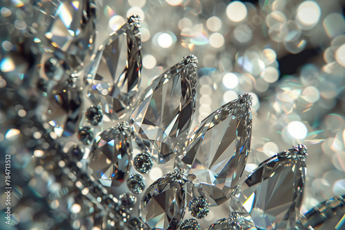 An abstract background featuring a close-up of a diamond tiara, its sparkling facets symbolizing luxury and royalty