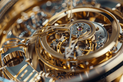 An abstract background featuring a close-up of a gold watch mechanism, its intricate details symbolizing precision and luxury