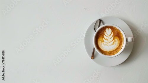 Blank Solid White Background With One Cup Of Coffee Wallpaper Backdrop