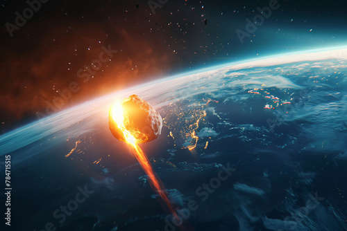 Meteor Warning: Asteroid Threatening Earth - Generative AI.