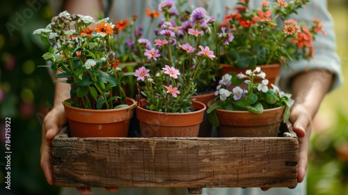 Wallpaper Mural Wooden basket with pots inside generative ai Torontodigital.ca