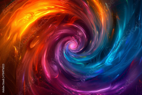 Cosmic Spiral Waves: Abstract Colorful Vortex Energy - Generative AI.