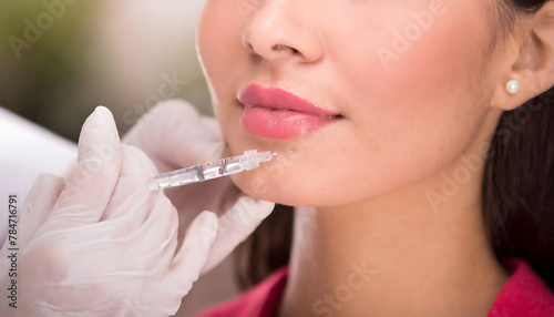 Young woman receiving botox cosmetic injection