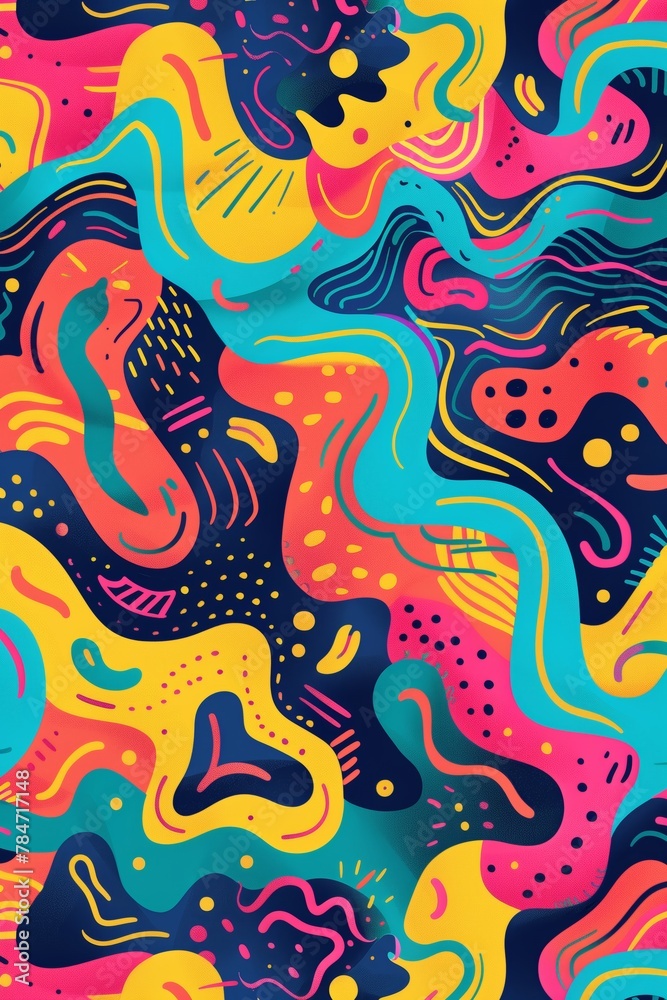 Vibrant Abstract Colorful Swirls Pattern Art