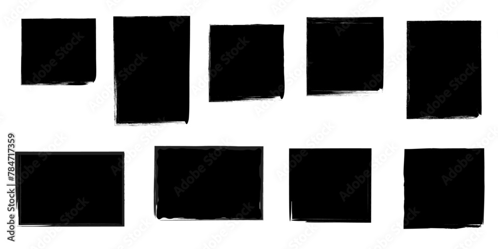 Vector Grunge Frame Set. Black ink brush frame collection bundle elements. Grunge border decoration vector illustration. Vector Grunge Frame Set. Black ink brush frame collection bundle elements. Grunge border decoration vector illustration.