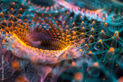 Positive ions interact with electric fields, showcasing intricate patterns. Concept: Physics, Innovation, pushing boundaries