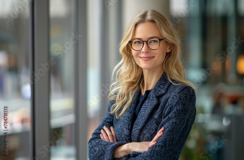 Woman With Glasses Standing in Front of Building