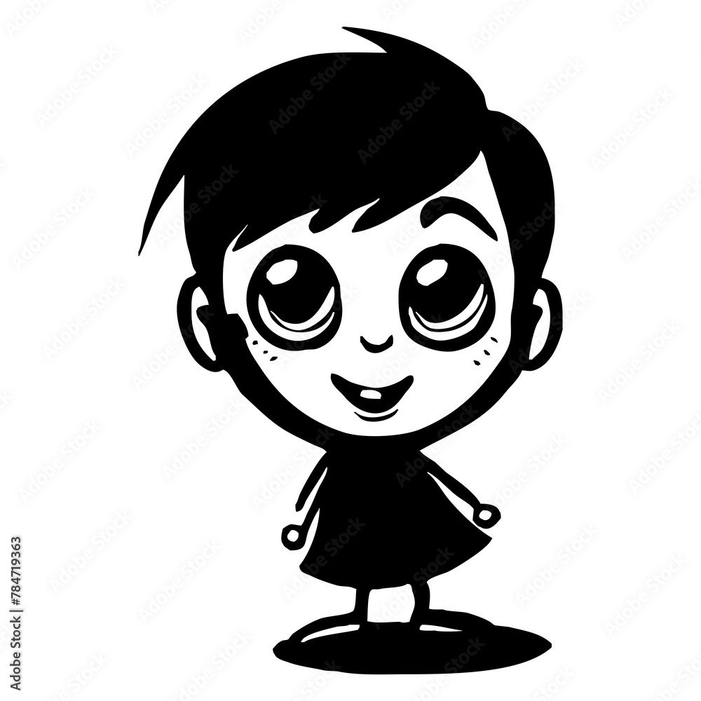 Fototapeta premium Black and white cartoon for children for coloring . Generated by Ai