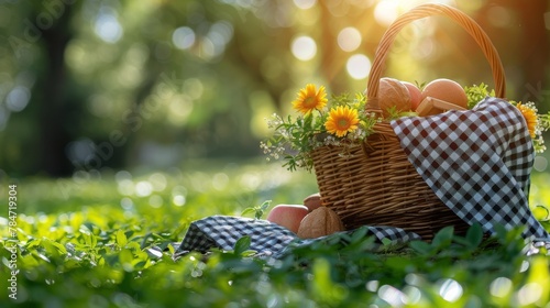 Person Holding a Basket With Flowers