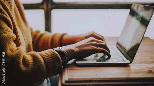 Woman Sitting at Table With Laptop Computer