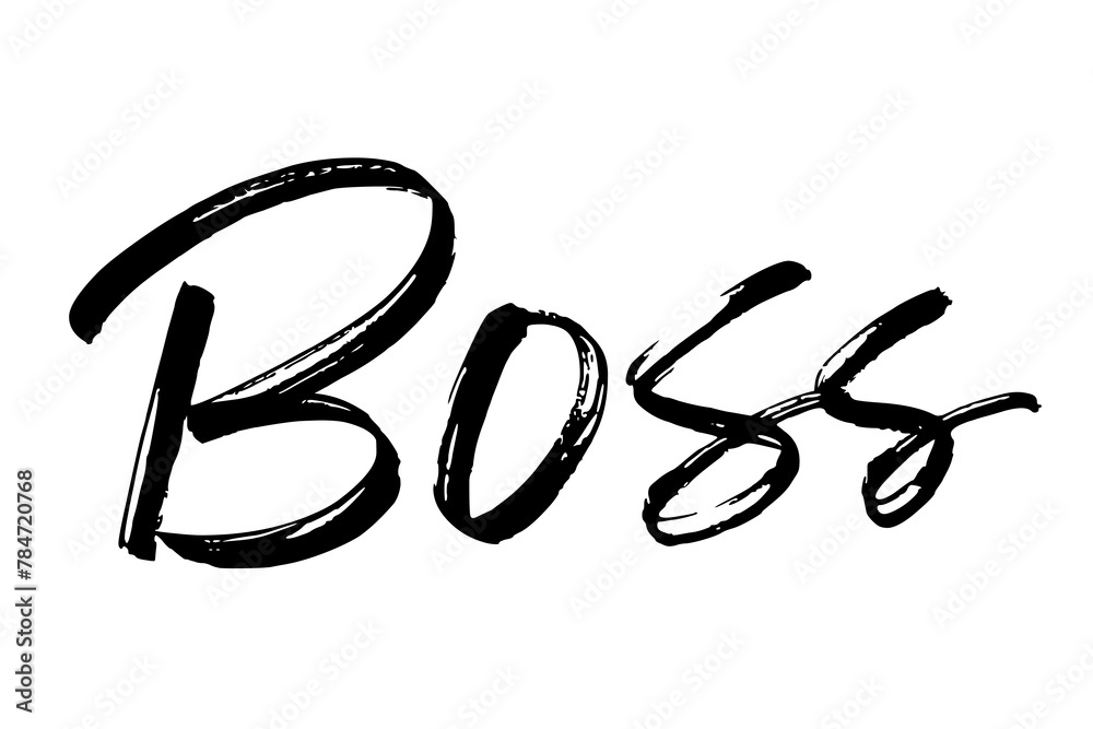 Hand drawn text Boss lettering vector illustration Hand drawn text Boss lettering vector illustration
