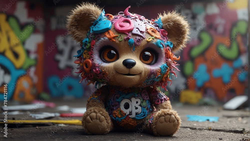 Cute whimsical graffiti hiphop teddy bear