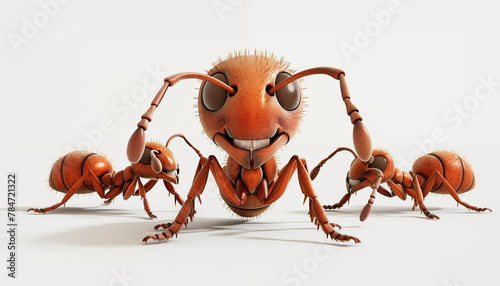 angry brown cartoon ant, 3d illustration, character on a white background © NADEZHDA