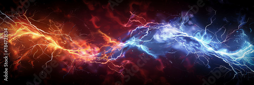 red and blue lightning meet