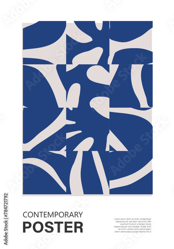 Minimalist wall art poster with abstract shapes contemporary style collage