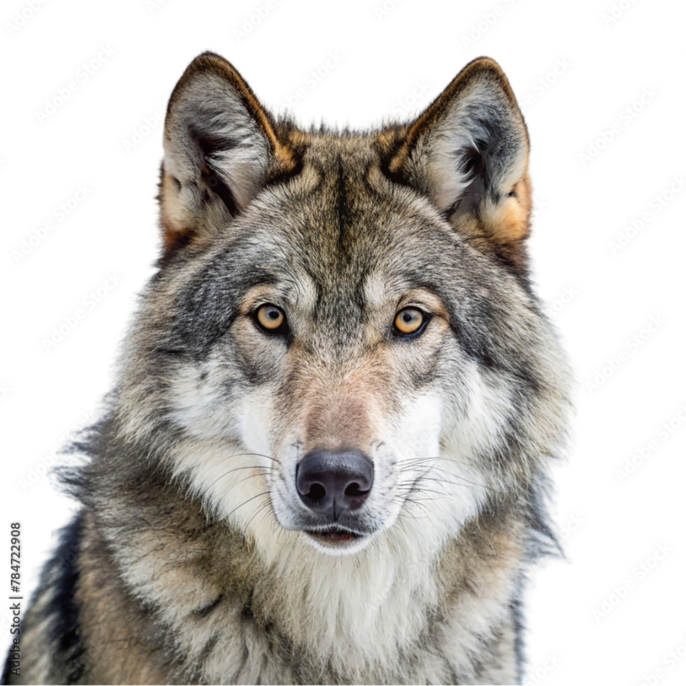 Portrait of wolf isolated on transparent background