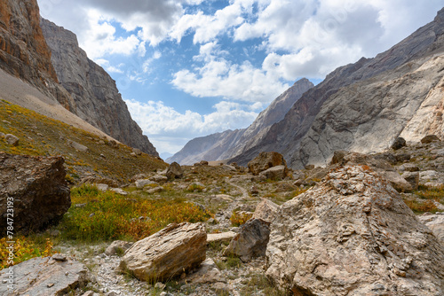 Hiking trail in the mountains of Tajikistan.