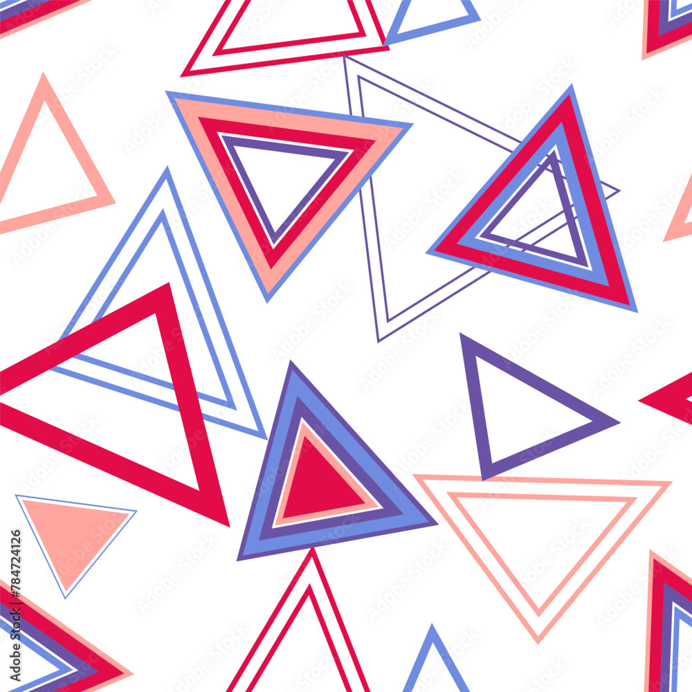 Seamless pattern of triangles. Geometric triangles. Bright seamless pattern. Design of fabric, wallpaper, wrapping paper. Vector Seamless pattern of triangles. Geometric triangles. Bright seamless pattern. Design of fabric, wallpaper, wrapping paper. Vector