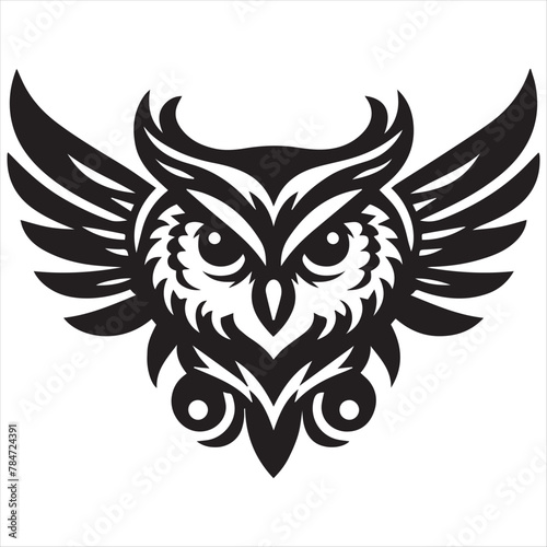  Owl head silhouette vector illustration templates
