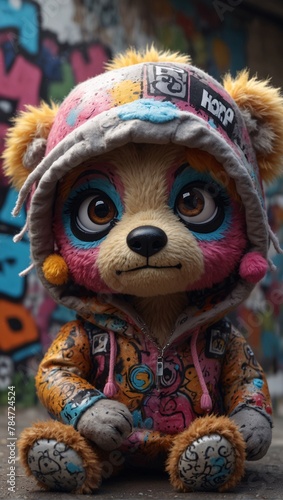 Cute whimsical graffiti hiphop teddy bear © The A.I Studio