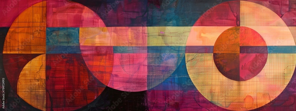 Fototapeta premium Vibrant Geometric Abstract Canvas Painting 