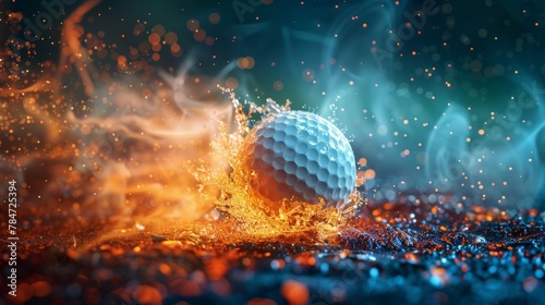 Close up of a burning golf ball flying © PaulShlykov