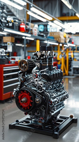 Meticulous Reassembly of a High Performance Engine in a Well Equipped Automotive Workshop