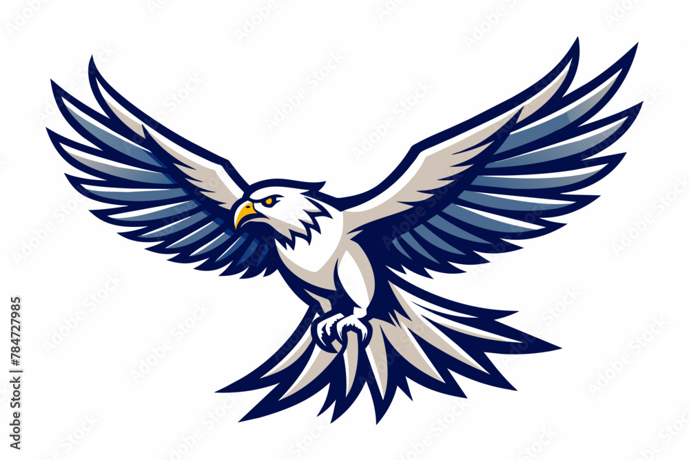 Fototapeta premium A soaring eagle with outstretched wings using continuous lines, conveying its strength and power as it rides the thermals