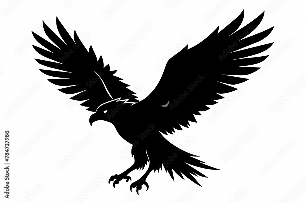 Obraz premium Flying eagle silhouette of vector illustration