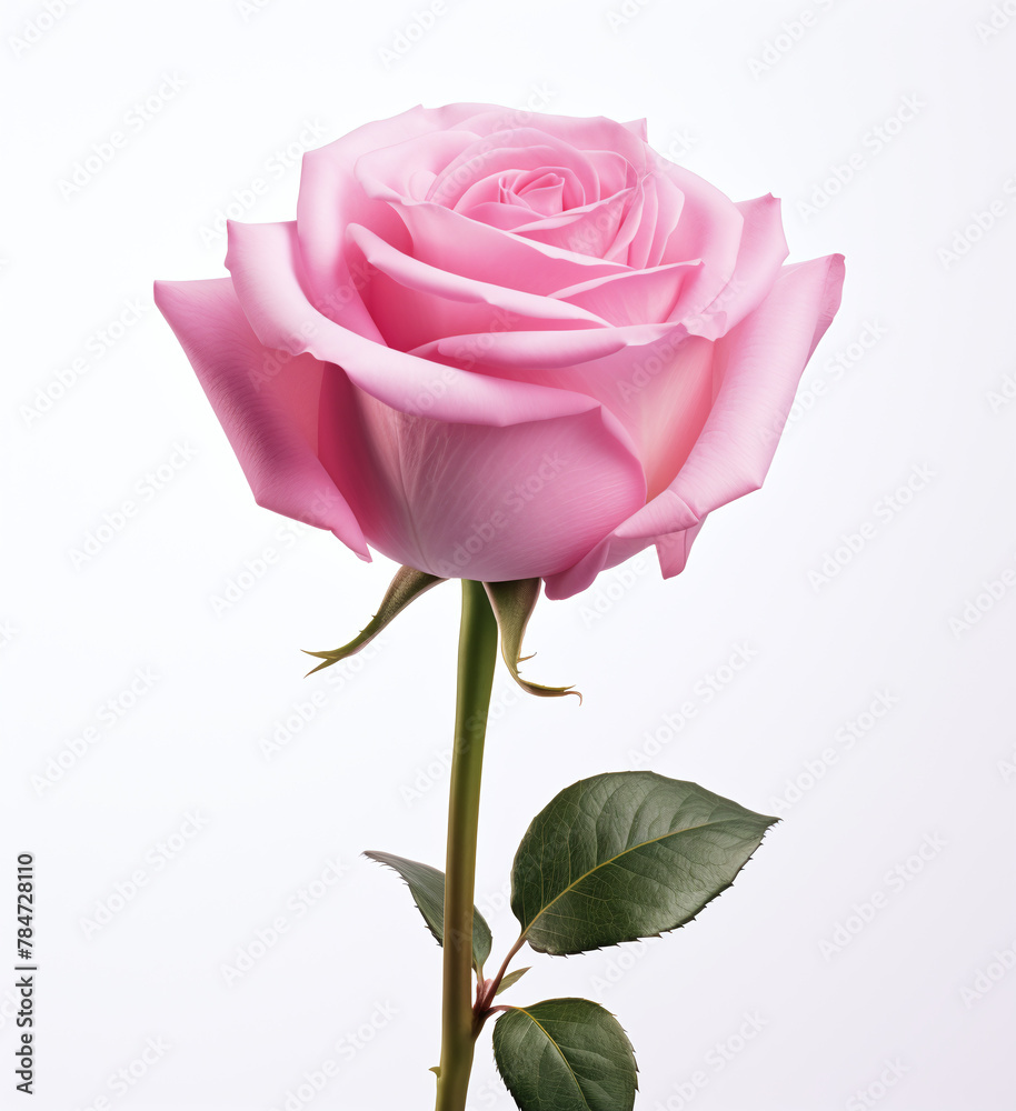 A beauty pink rose isolated on a white background A beauty pink rose isolated on a white background