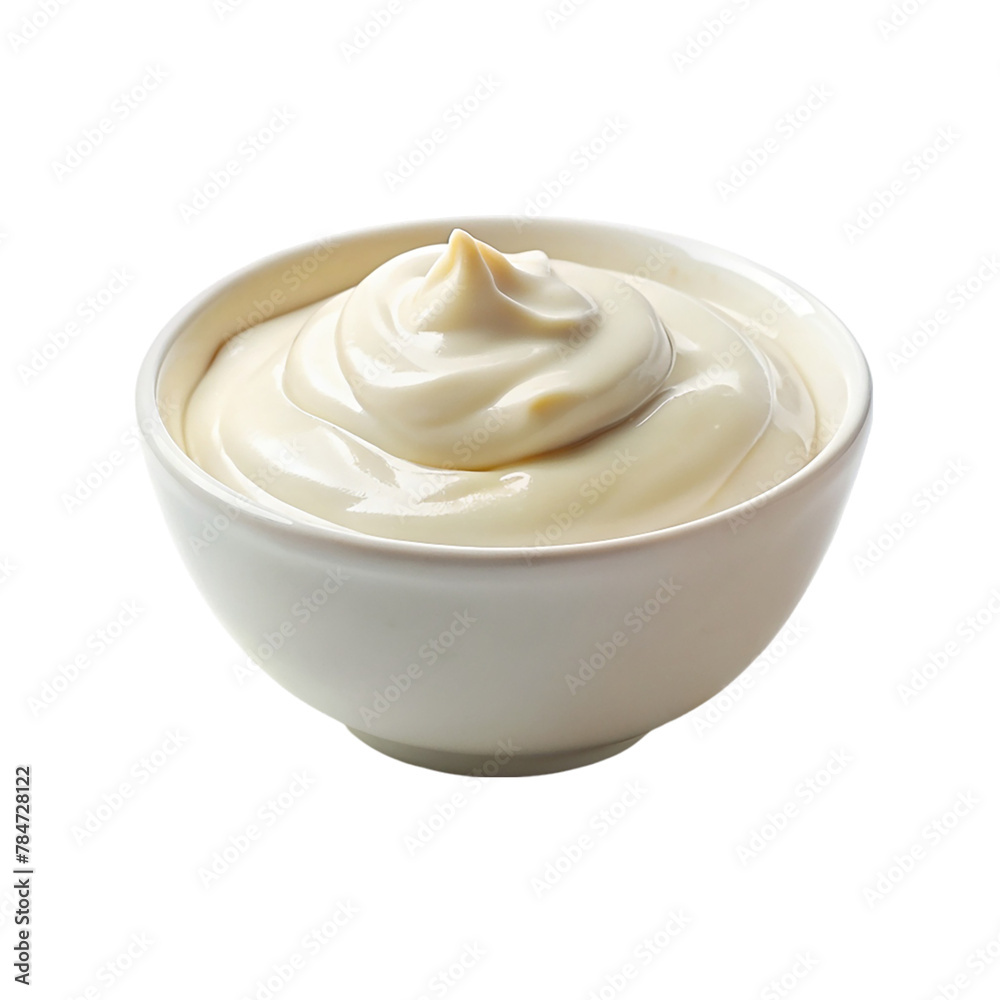 Bowl with sour cream mayo yogurt isolated on transparent background Bowl with sour cream mayo yogurt isolated on transparent background