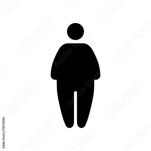 Priority facilities for obese people icon. Vector illustration of symbol isolated on white background. Standing obese man. Priority access for fat people.