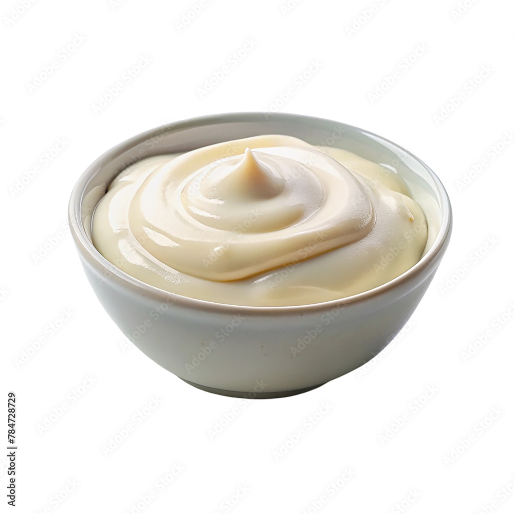 Bowl with sour cream mayo yogurt isolated on transparent background Bowl with sour cream mayo yogurt isolated on transparent background