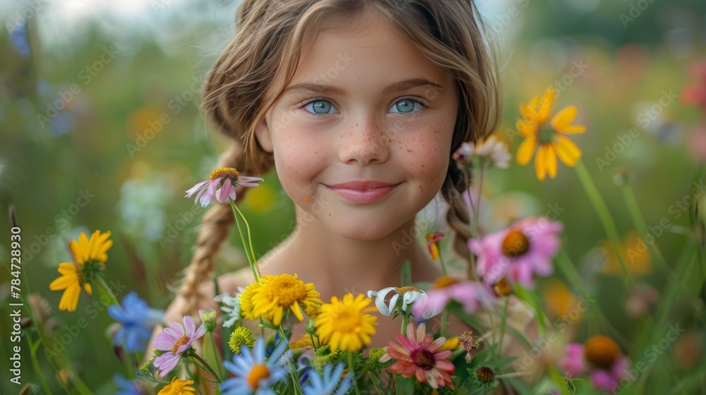 Woman Standing in Field of Flowers Woman Standing in Field of Flowers