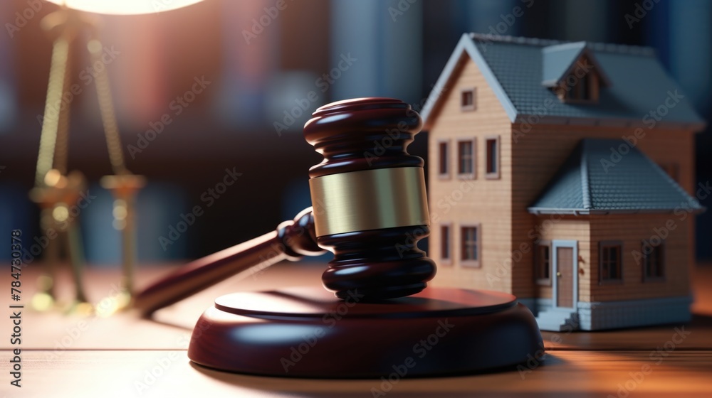 Wooden gavel sitting on a wooden table, suitable for legal and auction concepts