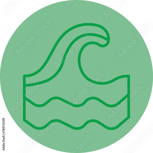 Ocean Green Line Circle Icon