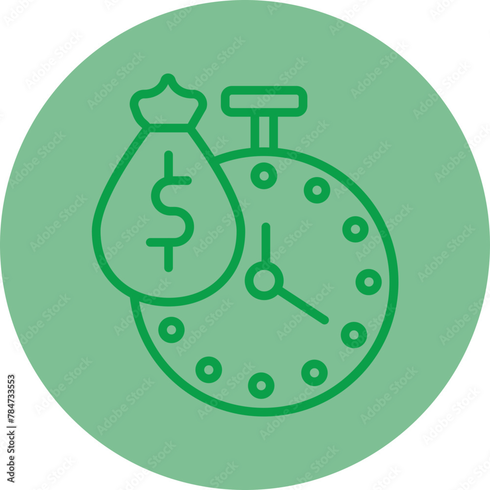Payment Time Green Line Circle Icon Payment Time Green Line Circle Icon