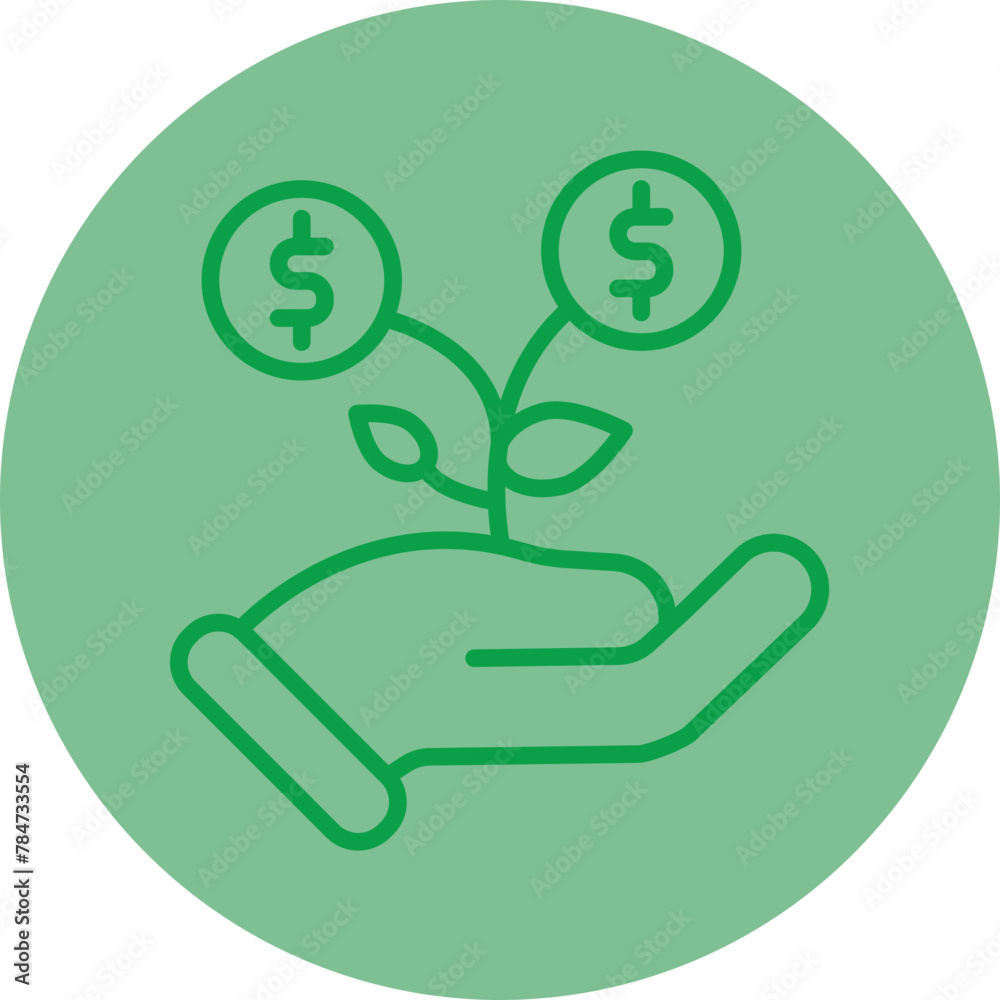Investment Management Green Line Circle Icon