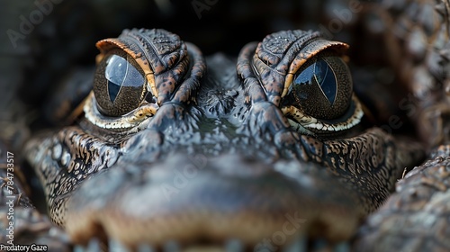  A close-up of a saltwater crocodile's eyes, capturing the intensity and focus of this apex predator-4