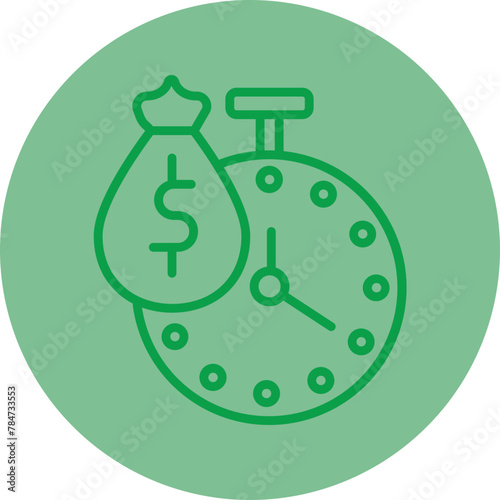 Payment Time Green Line Circle Icon