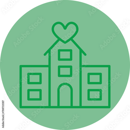 Hospital Green Line Circle Icon