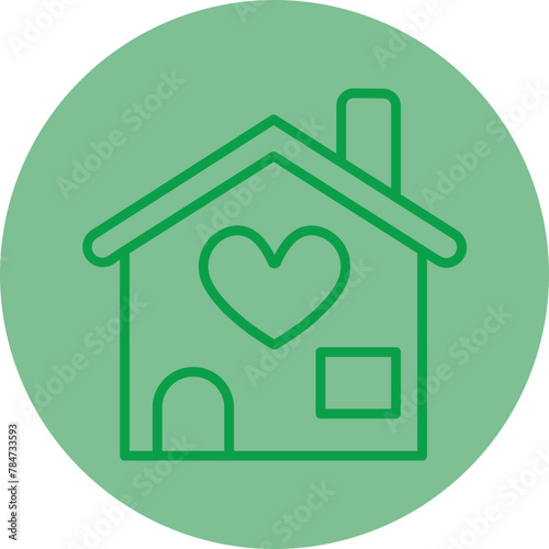 Shelter Green Line Circle Icon