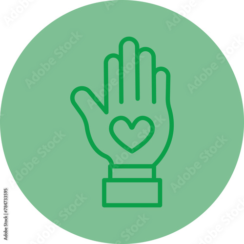 Kindness Green Line Circle Icon